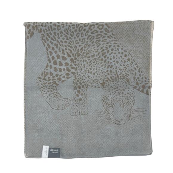 NWOT Dennis Basso Blue & Brown Leopard Lightweight Chiffon Scarf - Picture 1 of 3